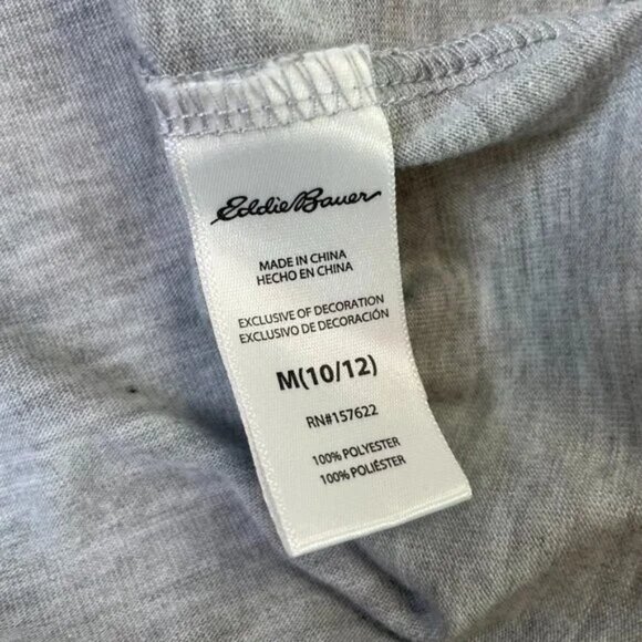 Eddie Bauer Boy's Size M Long Sleeve Tee Graphic Gray Blue Crew Neck - Picture 5 of 6